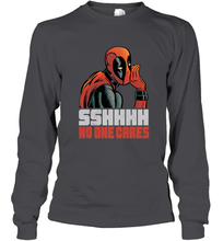 Load image into Gallery viewer, Marvel Deadpool SHHH No One Cares Whisper Long Sleeve T-Shirt
