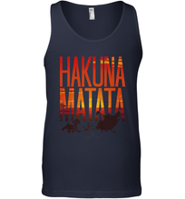 Load image into Gallery viewer, Disney Lion King Hakuna Matata Sunset Fill Trio Logo Men's Tank Top
