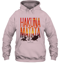 Load image into Gallery viewer, Disney Lion King Hakuna Matata Sunset Fill Trio Logo Hooded Sweatshirt
