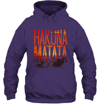 Load image into Gallery viewer, Disney Lion King Hakuna Matata Sunset Fill Trio Logo Hooded Sweatshirt
