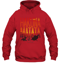 Load image into Gallery viewer, Disney Lion King Hakuna Matata Sunset Fill Trio Logo Hooded Sweatshirt

