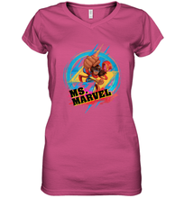 Load image into Gallery viewer, Marvel Rising Secret Warriors Ms. Marvel Portrait Logo Women's V-Neck T-Shirt
