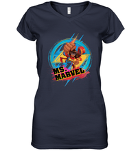 Load image into Gallery viewer, Marvel Rising Secret Warriors Ms. Marvel Portrait Logo Women's V-Neck T-Shirt
