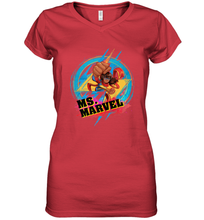Load image into Gallery viewer, Marvel Rising Secret Warriors Ms. Marvel Portrait Logo Women's V-Neck T-Shirt
