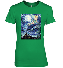 Load image into Gallery viewer, Disney Peter Pan Tinker Bell Starry Night Portrait Women's Premium T-Shirt
