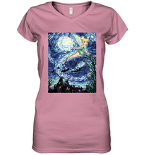 Load image into Gallery viewer, Disney Peter Pan Tinker Bell Starry Night Portrait Women's V-Neck T-Shirt
