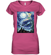Load image into Gallery viewer, Disney Peter Pan Tinker Bell Starry Night Portrait Women's V-Neck T-Shirt
