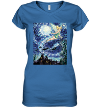 Load image into Gallery viewer, Disney Peter Pan Tinker Bell Starry Night Portrait Women's V-Neck T-Shirt
