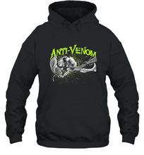 Load image into Gallery viewer, Marvel Anti Venom Green Splatter Web Swing Action Shot Hooded Sweatshirt
