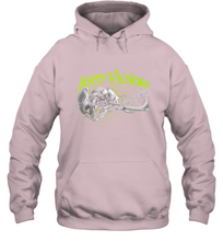 Load image into Gallery viewer, Marvel Anti Venom Green Splatter Web Swing Action Shot Hooded Sweatshirt
