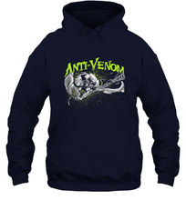 Load image into Gallery viewer, Marvel Anti Venom Green Splatter Web Swing Action Shot Hooded Sweatshirt
