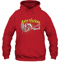 Load image into Gallery viewer, Marvel Anti Venom Green Splatter Web Swing Action Shot Hooded Sweatshirt
