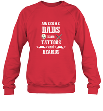 Load image into Gallery viewer, Awesome dads have tattoo and beards Happy Father's day Crewneck Sweatshirt
