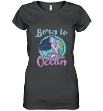 Load image into Gallery viewer, Disney Moana Born To Be In The Ocean Painted Women's V-Neck T-Shirt
