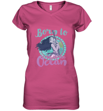 Load image into Gallery viewer, Disney Moana Born To Be In The Ocean Painted Women's V-Neck T-Shirt
