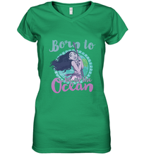 Load image into Gallery viewer, Disney Moana Born To Be In The Ocean Painted Women's V-Neck T-Shirt
