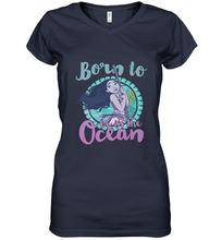 Load image into Gallery viewer, Disney Moana Born To Be In The Ocean Painted Women's V-Neck T-Shirt
