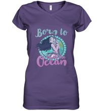 Load image into Gallery viewer, Disney Moana Born To Be In The Ocean Painted Women's V-Neck T-Shirt
