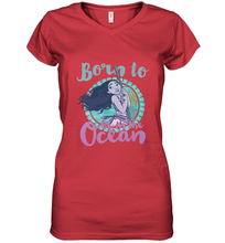 Load image into Gallery viewer, Disney Moana Born To Be In The Ocean Painted Women's V-Neck T-Shirt
