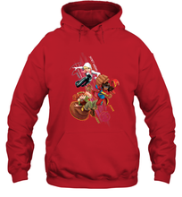 Load image into Gallery viewer, Marvel Rising Secret Warriors Group Shot Action Pose Hooded Sweatshirt
