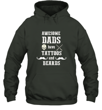 Load image into Gallery viewer, Awesome dads have tattoo and beards Happy Father's day Hooded Sweatshirt
