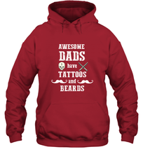 Load image into Gallery viewer, Awesome dads have tattoo and beards Happy Father's day Hooded Sweatshirt
