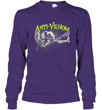 Load image into Gallery viewer, Marvel Anti Venom Green Splatter Web Swing Action Shot Long Sleeve T-Shirt
