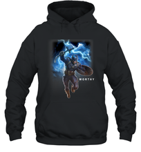 Load image into Gallery viewer, Marvel Avengers Endgame Captain America Worthy Action Pose Hooded Sweatshirt
