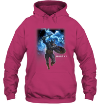 Load image into Gallery viewer, Marvel Avengers Endgame Captain America Worthy Action Pose Hooded Sweatshirt
