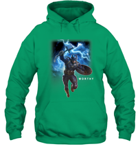 Load image into Gallery viewer, Marvel Avengers Endgame Captain America Worthy Action Pose Hooded Sweatshirt
