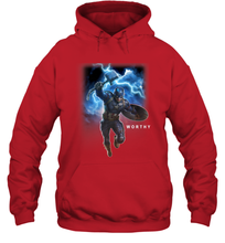 Load image into Gallery viewer, Marvel Avengers Endgame Captain America Worthy Action Pose Hooded Sweatshirt
