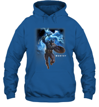 Load image into Gallery viewer, Marvel Avengers Endgame Captain America Worthy Action Pose Hooded Sweatshirt
