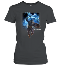 Load image into Gallery viewer, Marvel Avengers Endgame Captain America Worthy Action Pose Women's T-Shirt
