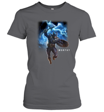 Load image into Gallery viewer, Marvel Avengers Endgame Captain America Worthy Action Pose Women's T-Shirt
