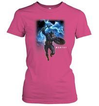 Load image into Gallery viewer, Marvel Avengers Endgame Captain America Worthy Action Pose Women's T-Shirt
