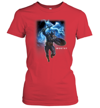 Load image into Gallery viewer, Marvel Avengers Endgame Captain America Worthy Action Pose Women's T-Shirt
