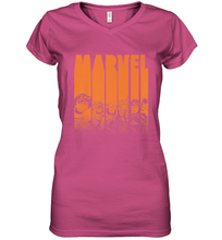 Load image into Gallery viewer, Marvel Avengers Halloween Logo Character Stencil Women's V-Neck T-Shirt
