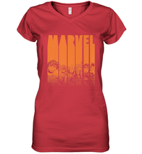 Load image into Gallery viewer, Marvel Avengers Halloween Logo Character Stencil Women's V-Neck T-Shirt
