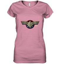 Load image into Gallery viewer, Marvel Captain Marvel Movie Chest Symbol Women's V-Neck T-Shirt
