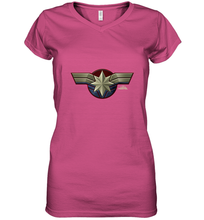 Load image into Gallery viewer, Marvel Captain Marvel Movie Chest Symbol Women's V-Neck T-Shirt
