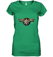 Load image into Gallery viewer, Marvel Captain Marvel Movie Chest Symbol Women's V-Neck T-Shirt
