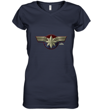 Load image into Gallery viewer, Marvel Captain Marvel Movie Chest Symbol Women's V-Neck T-Shirt
