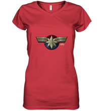Load image into Gallery viewer, Marvel Captain Marvel Movie Chest Symbol Women's V-Neck T-Shirt
