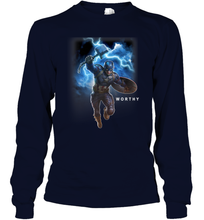 Load image into Gallery viewer, Marvel Avengers Endgame Captain America Worthy Action Pose Long Sleeve T-Shirt
