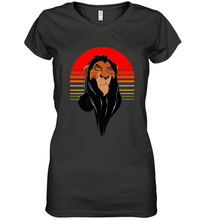 Load image into Gallery viewer, Disney Lion King Retro Scar Striped Portrait Women's V-Neck T-Shirt

