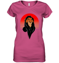 Load image into Gallery viewer, Disney Lion King Retro Scar Striped Portrait Women's V-Neck T-Shirt
