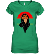 Load image into Gallery viewer, Disney Lion King Retro Scar Striped Portrait Women's V-Neck T-Shirt
