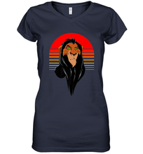 Load image into Gallery viewer, Disney Lion King Retro Scar Striped Portrait Women's V-Neck T-Shirt
