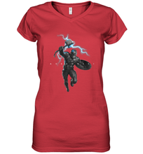 Load image into Gallery viewer, Marvel Avengers Endgame Captain America Assemble Lightning Women's V-Neck T-Shirt
