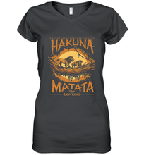 Load image into Gallery viewer, Disney The Lion King Live Action Hakuna Matata Sunset Poster Women's V-Neck T-Shirt
